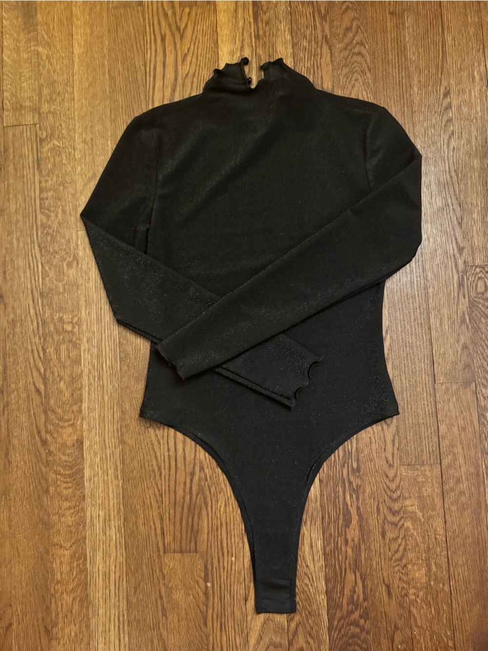 SHEIN Black Long Sleeve Mock Neck Sparkle Bodysuit